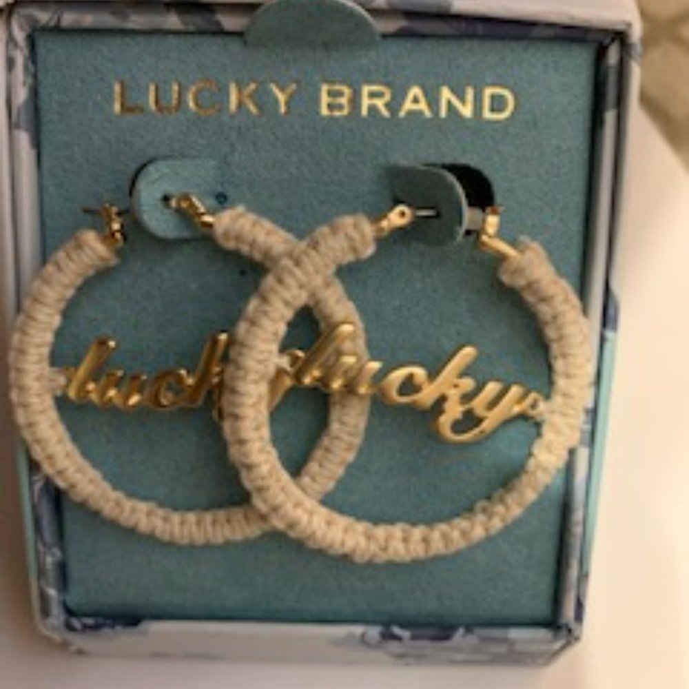 Lucky Brand Crochet Lucky Hoop Earrings